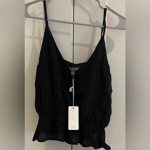 Grade and Gather Black Ruffle Tank. Size Small